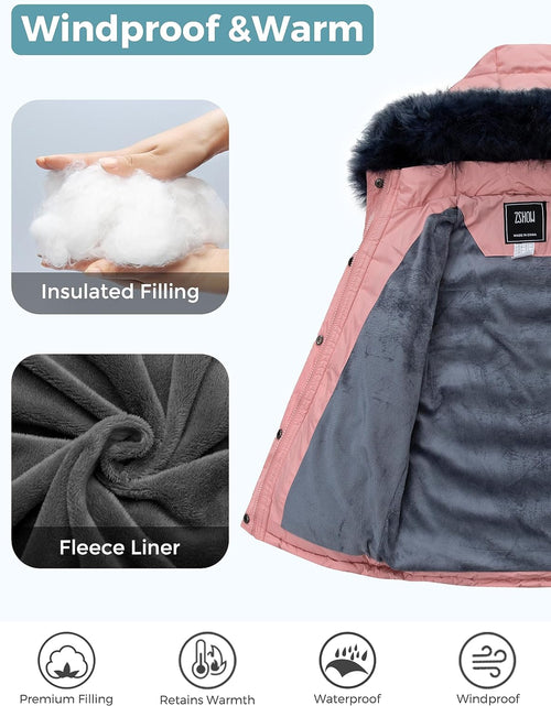Load image into Gallery viewer, Girls' Puffer Jacket Soft Fleece Lined Warm Hooded Winter Coat
